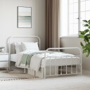 vidaXL Sengeramme i metall med hode- og fotgavl hvit 107x203 cm 8720845881849