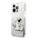 Karl Lagerfeld Hardcase Liquid Glitter Choupette for iPhone 13 Pro Max 6,7" Sølv