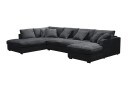 Rossita Lyx 5 seters høyrevendt U formet ekstra dyp sofa med divan og sjeselong i chenille   Svart