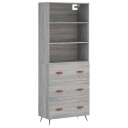  Highboard grå sonoma 69,5x34x180 cm konstruert tre