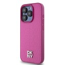 DKNY MagSafe-lærdeksel til iPhone 15 Pro med monogrammønster - Rosa