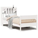  Seng med bokhylle uten madrass hvit 90x200 cm heltre furu