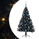  Kunstig Forhåndsopplyst Juletre med 150 LED Svart 150 cm PVC