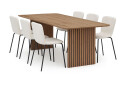 Bark Richeto Spisebord 210 cm med 6 Katy Spisestoler   Naturlig finish / Hvit Bouclé / Metallben Svart