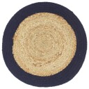 vidaXL Bordmatter 4 stk naturell og marineblå 38cm rund jute og bomull