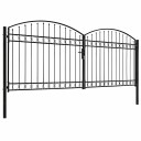 Hageport med dobbel dør og buet topp stål 400x175 cm svart