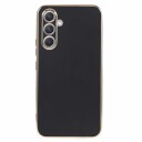 INCOVER Samsung Galaxy A25 (5G) Fleksibelt Plastdeksel med Gullkant - Svart
