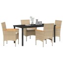 5-delt hage spisesett med puter Beige poly rotting