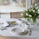 Nova Lilly Bolle m/Blomster og Gullkant 13cm Hvit