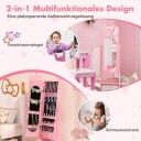 Cwy Smykkeskap for barn 2 i 1 vippbart speilskap med rosa speil i full lengde
