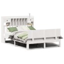  Seng med bokhylle uten madrass hvit 150x200 cm heltre furu 8721158614827