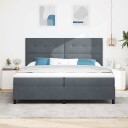  Box Spring Seng med Madrass & LED Mørkegrå 200x200 cm Fløyel