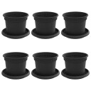vidaXL Plantepotter 6 pcs Svart Ø 12,5 x 10 cm Plast