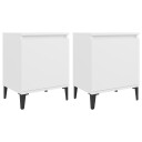 vidaXL Nattbord med metallben 2 stk hvit 40x30x50 cm