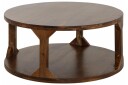 Beetham Sofabord 60 cm Rundt med Oppbevaring Hylle - MangoTre/Brun