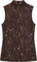 Topshop Tscoco Lace High Neck S/L Top Jrs   CHOCOLATE BROWN   XS