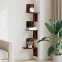  Veggmontert hjørnehylle røkt eik 32x32x127,5 cm konstruert tre 8721158666345