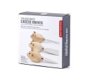 Kikkerland Ostekniver Mus Sett - 3 Delers Rib Wood og Rustfritt Stål