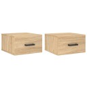  Veggmontert nattbord 2 stk sonoma eik 35x35x20 cm