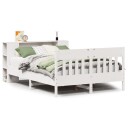  Seng med bokhylle uten madrass hvit 160x200 cm heltre furu 8721158619648