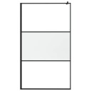 Dusjvegg med hylle svart 115x195 cm ESG-glass og aluminium