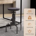 Barstol høydejusterbar 59,5 75 cm barstol laget av tre og metall