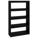 vidaXL Bokhylle/romdeler svart 80x30x135,5 cm heltre furu