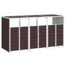 Søppeldunkskur for 3 dunker brun 216x81x115 cm Stål