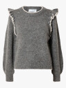 Selected Femme Alva Frills Long Sleeve Knit O-Neck Grå XS
