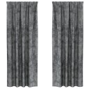  Gardin med gardiner 2 pcs Grå 225 x 140 cm Fløyel