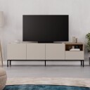Morlen TV benk 180x55x41,8 cm   sandstein naturlig eik og svart