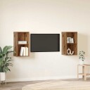  Vegghylle for TV 2 pcs Gammel tre 37 x 37 x 72 cm
