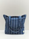 Outdoor Market Tote Bag Medium Blue With Beige Stripe