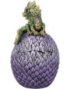 Dragonling Perch Box Grønn Drage og Lilla Drageegg Beholder 14 cm