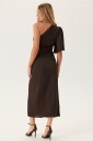 Bubbleroom   Maxikjole Ruched One Shoulder Dress   Brun