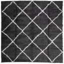  Flossteppe med lang luv moderne svart og kremhvit 120x120 cm 8721012230101