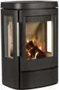 Hwam 4510c svart vedovn med sideglass og ståldør