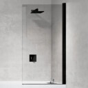 Novellini Young 2.0 1V Badekarvegg 80X150 cm, Krom/Klart Glass