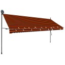 vidaXL Manuell uttrekkbar markise med LED 400 cm oransje og brun