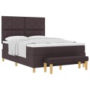  Box Spring Seng med Madrass & Benk Mørkebrun 140x190 cm Stoff