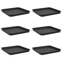 vidaXL Firkantet Blomsterbrett 6 pcs Svart 32 x 32 x 2,5 cm Plast