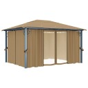 vidaXL Paviljong med gardin 400x300 cm gråbrun aluminium