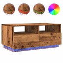 Salongbord med LED-lys gammelt tre 90x49x40 cm 8721158446978