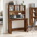  Skrivebord med hyller gammelt tre 102x45x148 cm konstruert tre