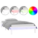 vidaXL Sengeramme med LED hvit 90x200 cm heltre