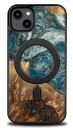 Medinis Ir Dervos Dėklas Iphone 15 Plus Magsafe Bewood Unique Planet Earth - Mėlynai Žalias