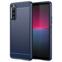 Sony Xperia 10 V Børstet TPU-deksel Karbonfiber Blå