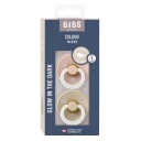 BIBS Pacifier Colour Latex Anatomical Blush Glow/Vanilla Glow Siz