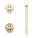 BIBS Pacifier & Clip Gift Set   Ivory   1 sett