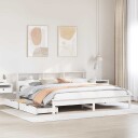  Seng med bokhylle uten madrass hvit 180x200 cm heltre furu 8721158409768